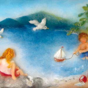 105. Children at the seaside